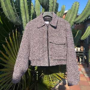 Mango Pink and Black Tweed Blazer